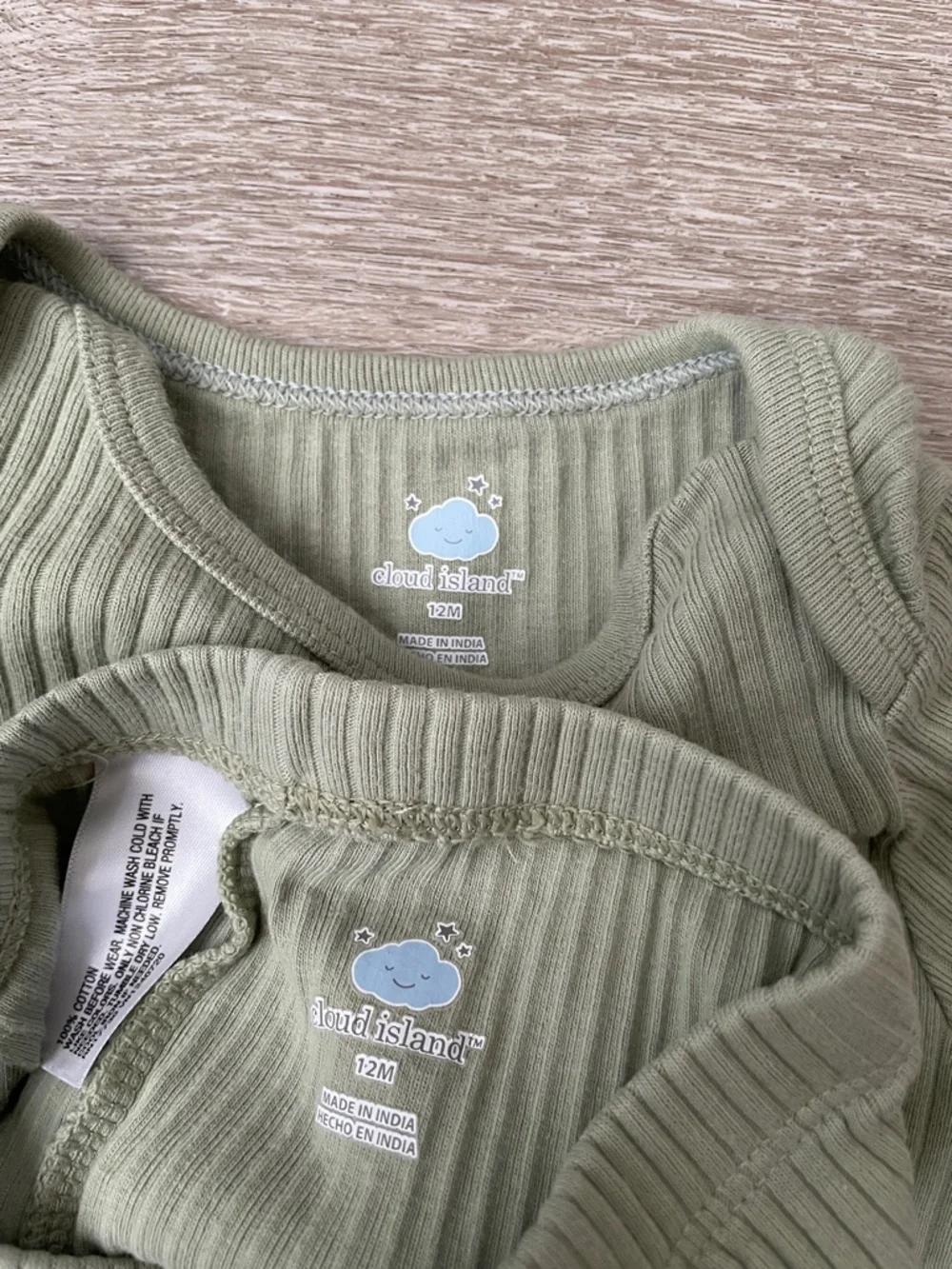 Cloud Island sage green bodysuit and bottoms size 12 months